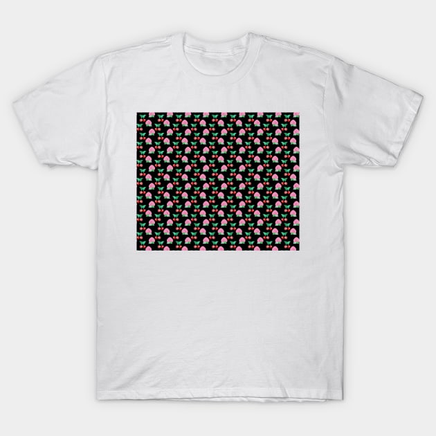 Peach Cherry Black Pattern T-Shirt by saradaboru